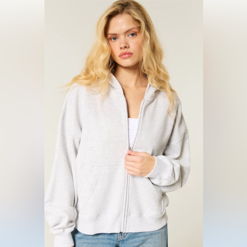 Hollister Tan Zip-Up Hoodie